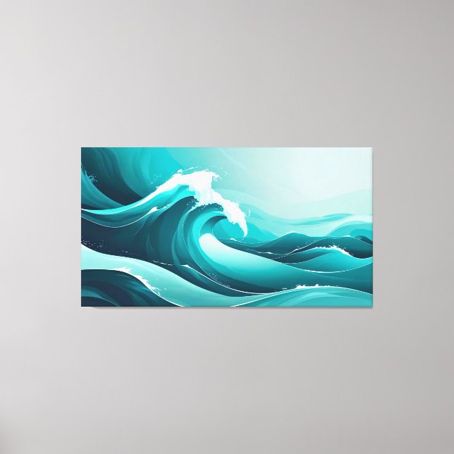 Ocean Pulse - Stilvolle Wave Art in Blue Tones Leinwanddruck (Vorderseite)
