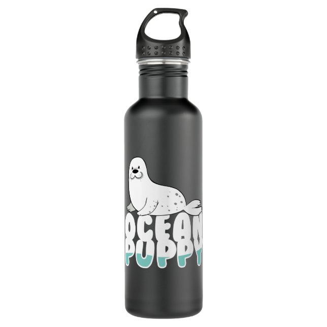 Ocean Puppy Siegel Siegel Sea Lion Siegel Edelstahlflasche (Vorderseite)