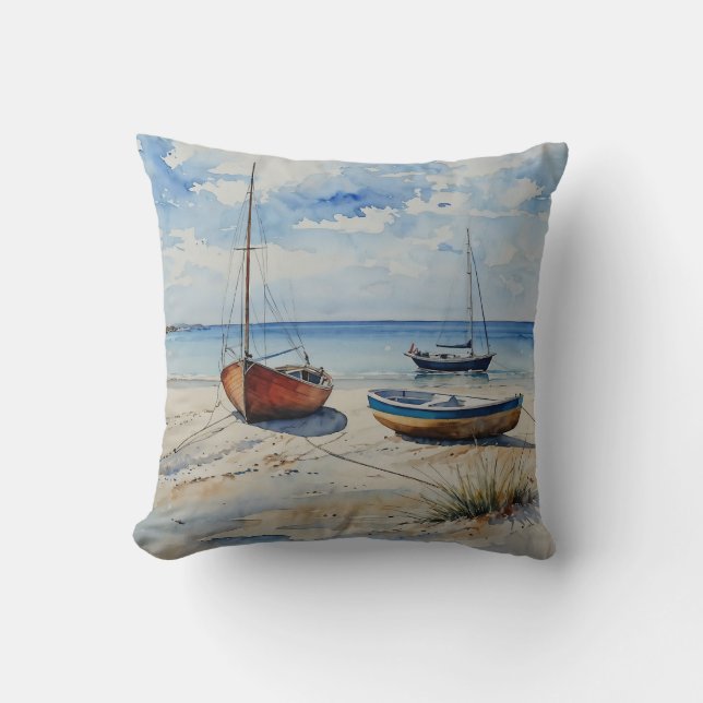 "Ocean Retreat". Eine farbenfrohe Seezunge Kissen (Vorderseite)