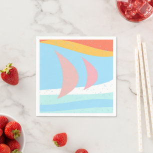 Ocean Sailing Abstrakt Pastell Serviette