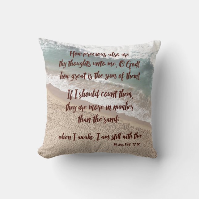 Ocean/Sand Psalms 139 Bibelversen Kissen (Vorderseite)