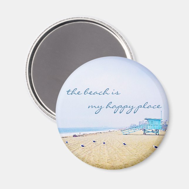 Ocean Sandy Beach ist mein glücklicher Ort, Zitat- Magnet (Vorderseite/Rückseite)