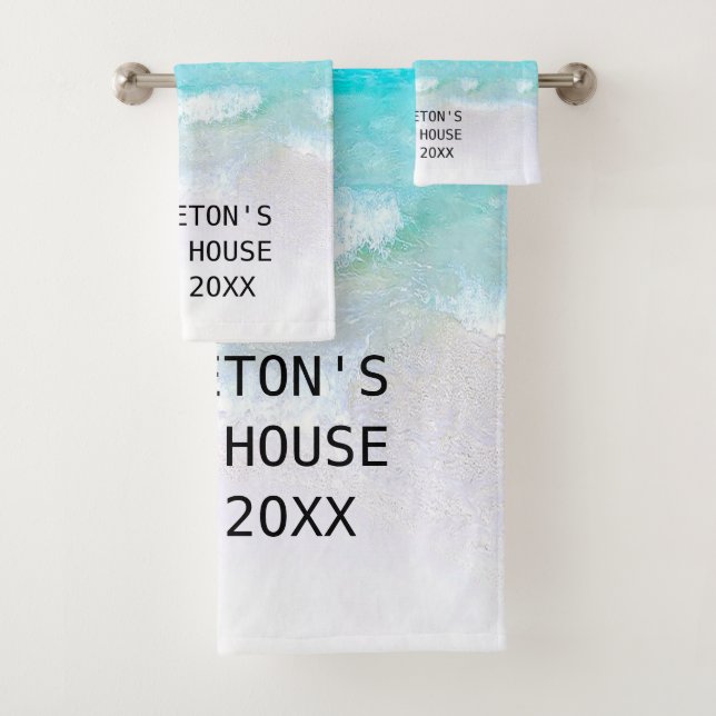 Ocean Sea Blue Beach House Familie Badhandtuch Set (Insitu)