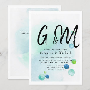 Ocean Sea Glass Ombre Türkis Blue Wedding Einladung