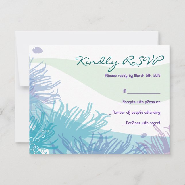 Ocean Sea Life Bat Mitzvah Einladung Antwort Karte (Vorderseite)