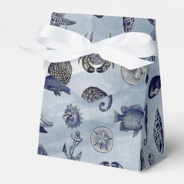 Ocean Sea Life Nautical Seashells Beach Wedding Geschenkschachtel (Vorderseite)