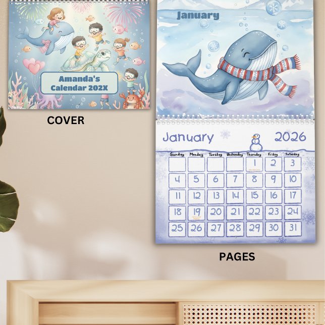 Ocean Sea Life Personalized Kids Calendar 2026 Kalender (Von Creator hochgeladen)