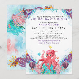 Ocean Sea Octopus farbenfrohe Virtual Baby Dusche Einladung