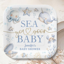 Ocean Sea You Soon Baby Shower Boy Blue 