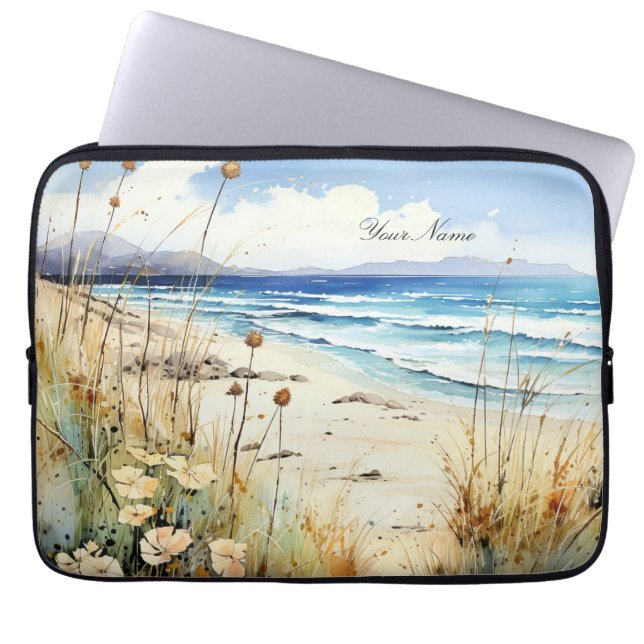 Ocean Seascape Aquarell Template Laptopschutzhülle (Vorderseite)
