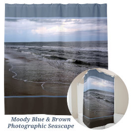 Ocean Seashore Fotografy Blue und Brown Duschvorhang