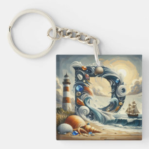 Ocean Seashore Phare Voilier Monogramme D