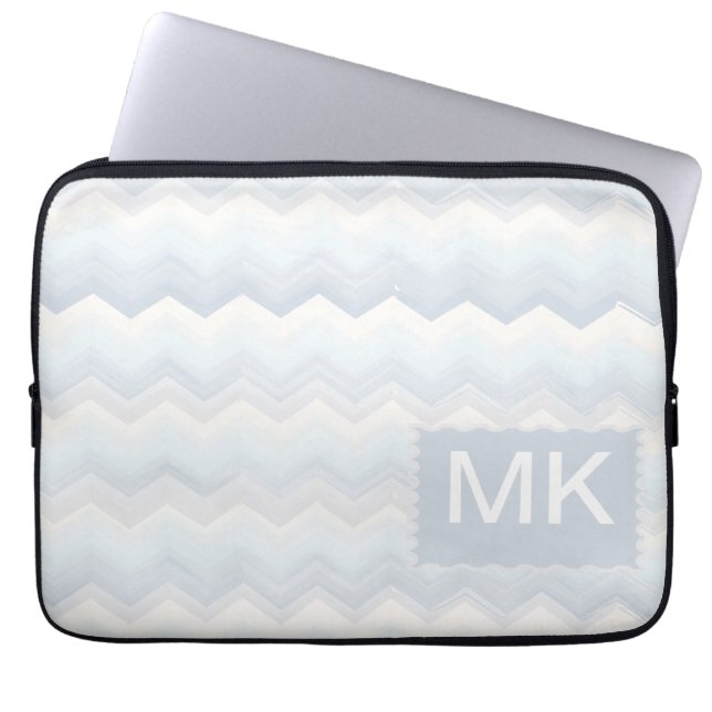 Ocean Shades Wasserfarbe Zickzack Laptopschutzhülle (Vorderseite)