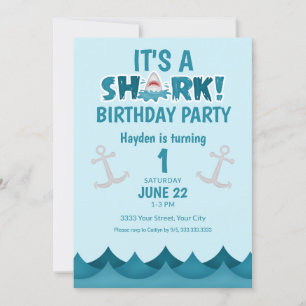 Ocean Shark 1. Geburtstag Einladung