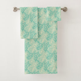 Ocean Shells Sea Waves Abstract Vintage Pattern Badhandtuch Set