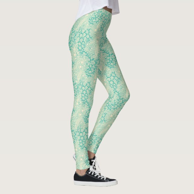 Ocean Shells Sea Waves Abstract Vintage Pattern Leggings (Rechts)