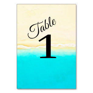 Ocean Shore Aquamarin Water Wedding Tischnummer Ca