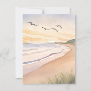Ocean Shore   Bright Airy Watercolor Postkarte