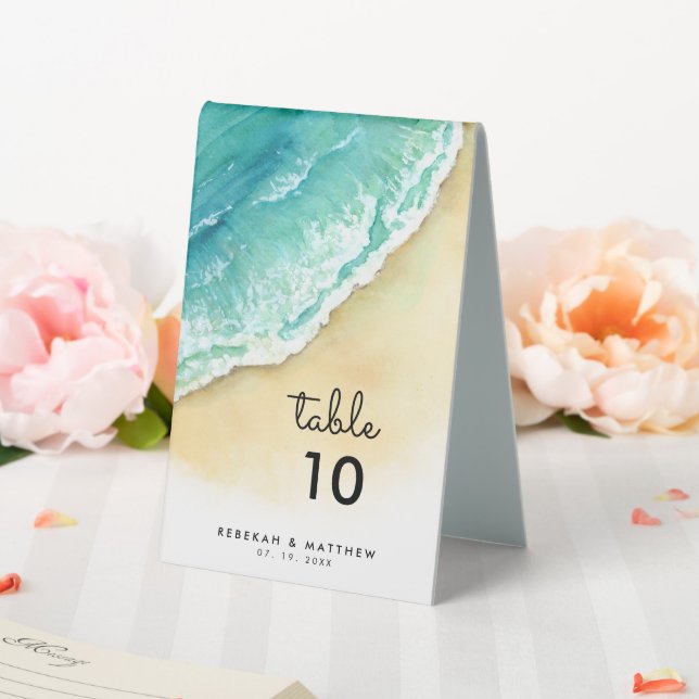 Ocean Shore | Strand | Nummer Tischaufsteller (In Situ (Hochzeit))