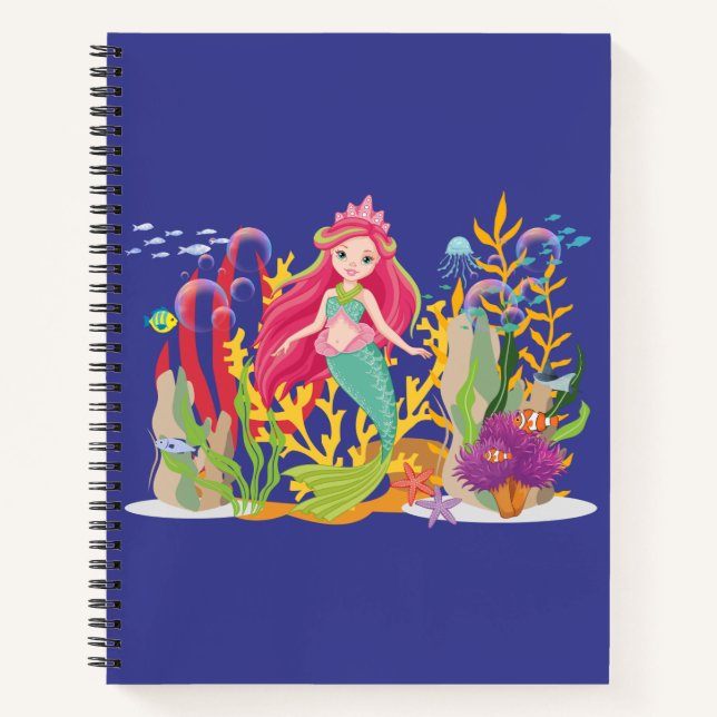 Ocean Siren: Langes rotes Haar Notizbuch (Vorderseite)