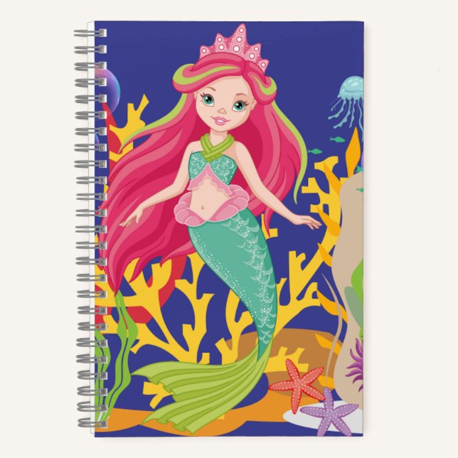 Ocean Siren: Langes rotes Haar Notizbuch (Vorderseite)