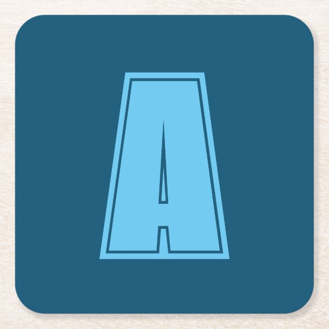 Ocean & Sky Blue Initial Monogram Calligraphy Chic Rechteckiger Pappuntersetzer (Vorderseite)