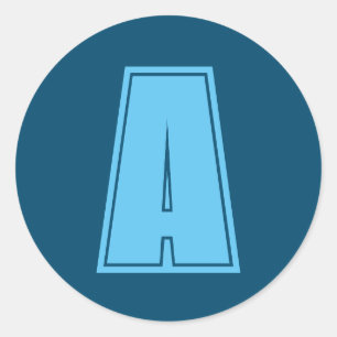 Ocean & Sky Blue Initial Monogram Calligraphy Chic Runder Aufkleber