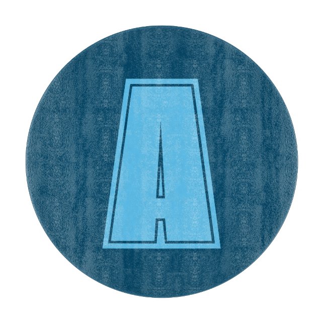 Ocean & Sky Blue Initial Monogram Calligraphy Chic Schneidebrett (Vorderseite)