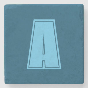 Ocean & Sky Blue Initial Monogram Calligraphy Chic Steinuntersetzer