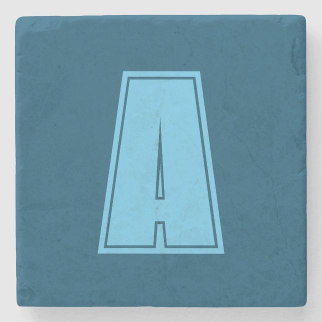 Ocean & Sky Blue Initial Monogram Calligraphy Chic Steinuntersetzer (Vorderseite)
