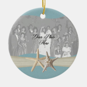 Ocean Sky Blue Starfish Foto Keramikornament