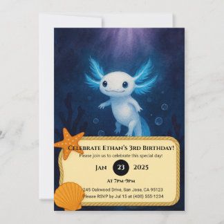 Ocean Spirit Axolotl Birthday  Einladung