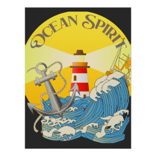 Ocean Spirit Nautical Theme Zeichen und Abzeichen Poster
