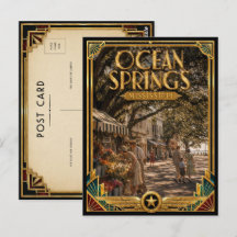Ocean Springs Mississippi Vintage Art Deco Golden