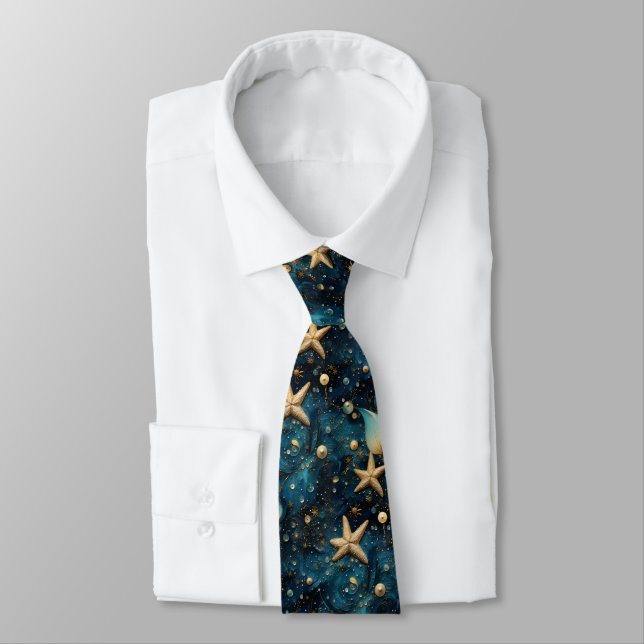 Ocean Starfish Pattern Neck Tie Krawatte (Gebunden)