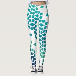 Ocean Storm Blue Diamond und Honeycomb Muster Leggings