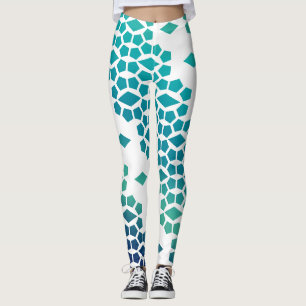 Ocean Storm Blue Diamond und Honeycomb Muster Leggings