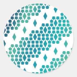 Ocean Storm Blue Diamond und Honeycomb Muster Runder Aufkleber