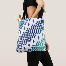 Ocean Storm Blue Diamond und Honeycomb Muster Tasche