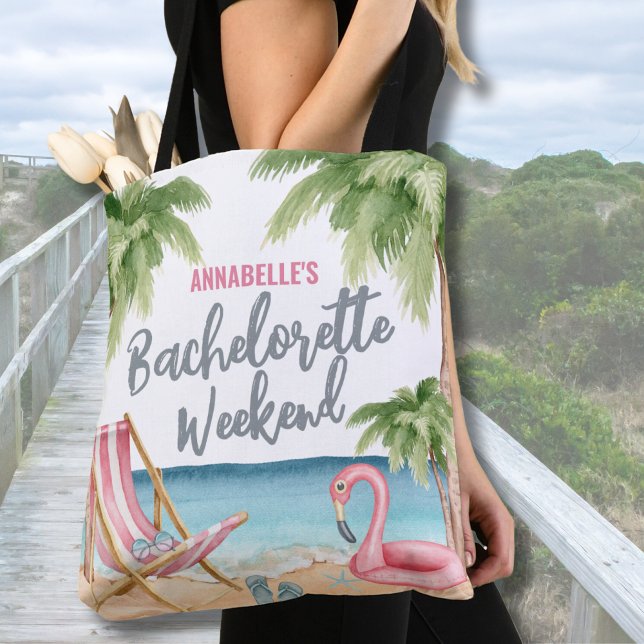 Ocean Summer Bachelorette Watercolor Beach Tasche (Watercolor Beach Bachelorette Tote Bag)