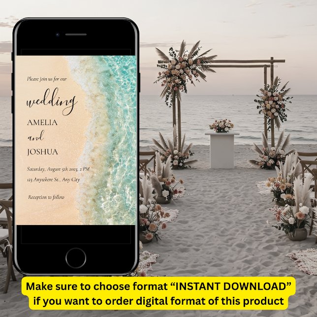 Ocean Summer Blue Beach White Sand Wedding Party Einladung (Von Creator hochgeladen)