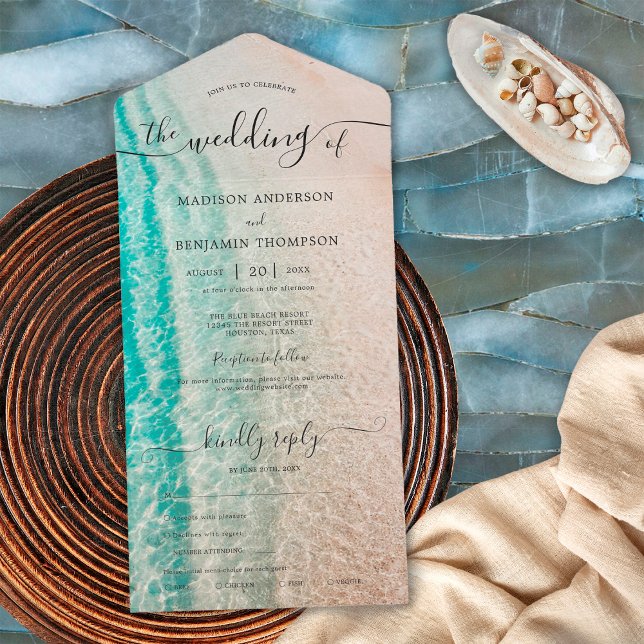 Ocean Summer Tropical Destination Beach Hochzeit All In One Einladung (Von Creator hochgeladen)