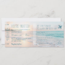 Ocean Sun Beach Wedding Ticket Einladen mit UAWG