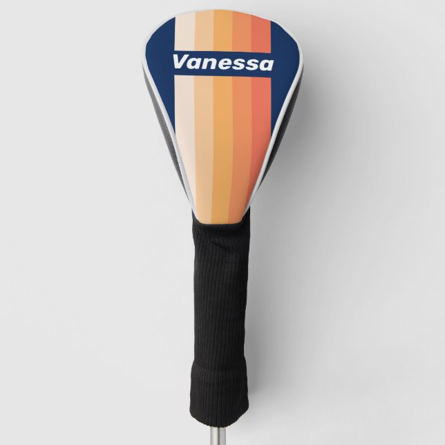 Ocean Sun Fall Pin Stripes with Name Golf Headcover (Vorderseite)