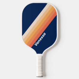 Ocean Sun Fall Stripes with Name Pickleball Schläger