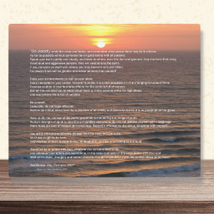 Ocean Sunrise Desiderata Plaque Fotoplatte