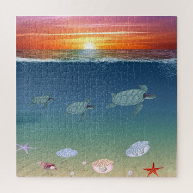 Ocean Sunrise, Meeresschildkröten, Sterne, Muschel (Vertikal)