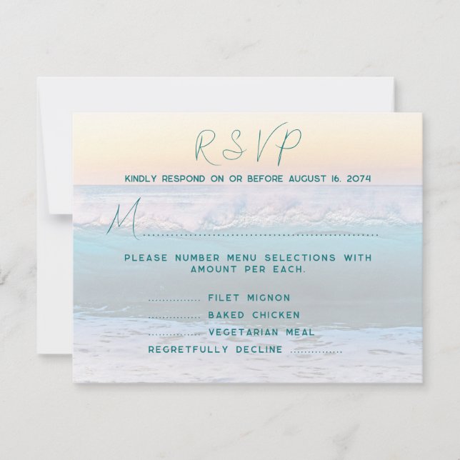Ocean Sunrise Menü UAWG Einschließungskarten RSVP Karte (Vorderseite)