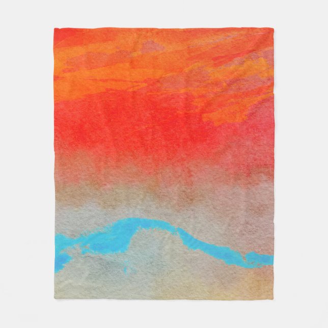 Ocean Sunset Abstrakt Fleecedecke (Vorderseite)