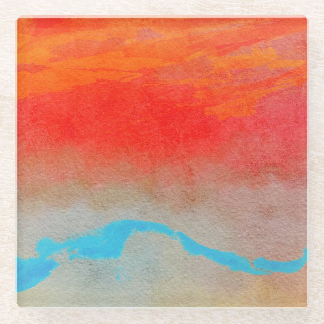 Ocean Sunset Abstrakt Glasuntersetzer (Vorderseite)